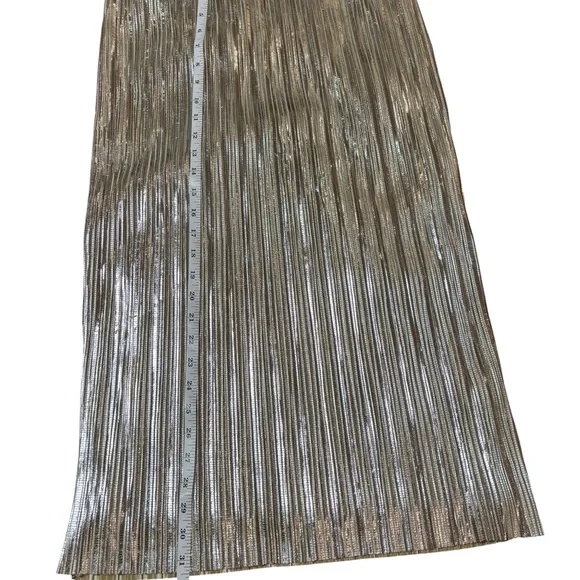 Maeve by Anthropologie Metallic Silver Pleated Midi Skirt - Picture 8 of 8
